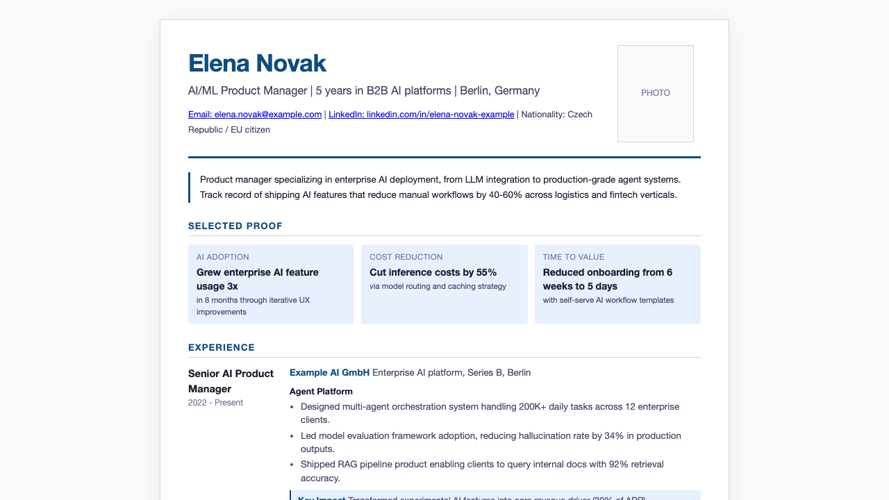 Europass resume example