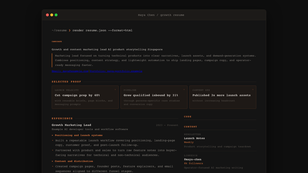 Terminal resume example