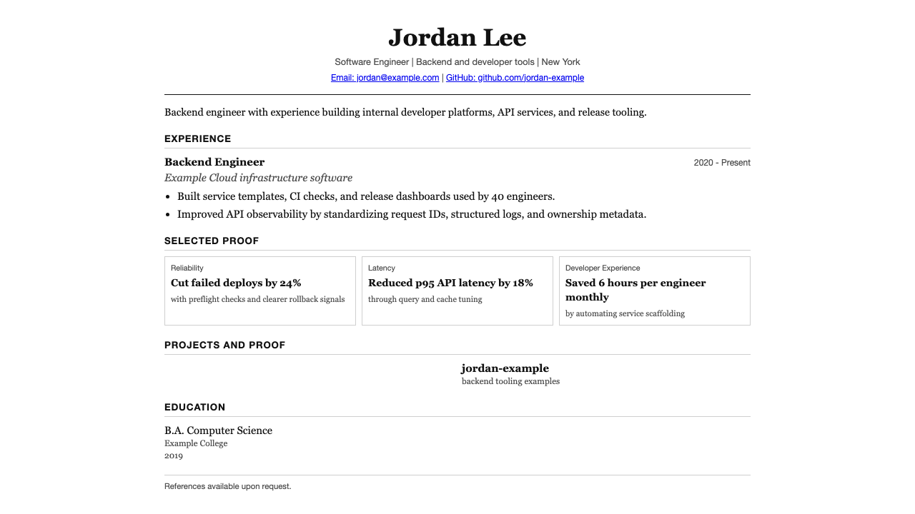 Standard resume example